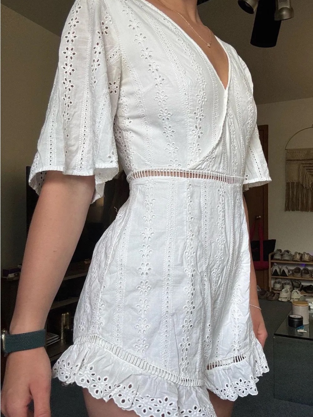 Finders Keepers Sunday Playsuit Lace / Crochet Eyelet Romper - Picture 4 of 4
